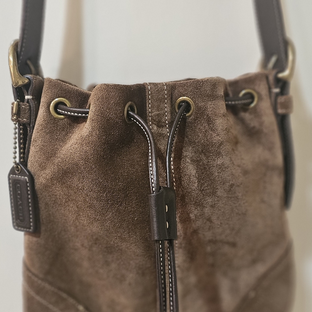 Brown Suede Bucket Bag